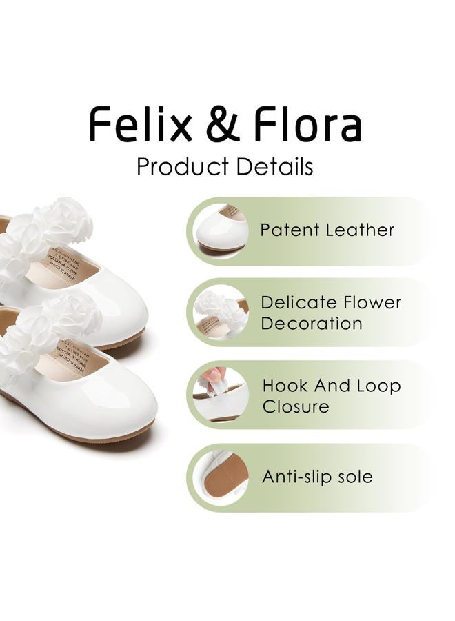 Felix & Flora Toddler Little Girl Dress Shoes - Girl Mary Jane Flats Party School Wedding, B819-white, 8 Toddler - Image 5