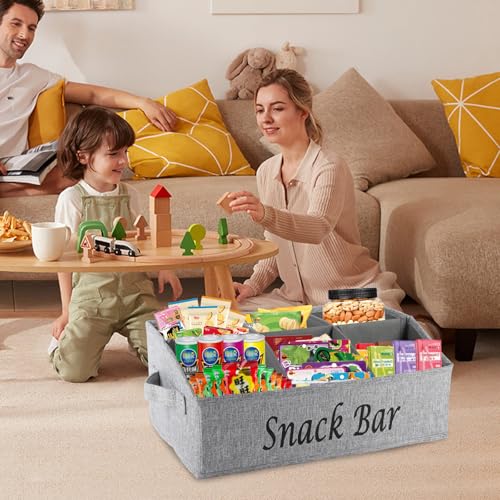Xbopetda Snack Organizer for Countertop, Fabric Snack Container with Handles, 6 Compartment Snack Box Bin Snack Basket, Snack Bar Station Decor, Kitchen Cabinet Pantry Organizer and Storage - Image 3