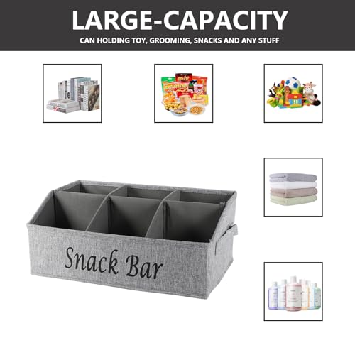 Xbopetda Snack Organizer for Countertop, Fabric Snack Container with Handles, 6 Compartment Snack Box Bin Snack Basket, Snack Bar Station Decor, Kitchen Cabinet Pantry Organizer and Storage - Image 5