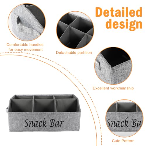 Xbopetda Snack Organizer for Countertop, Fabric Snack Container with Handles, 6 Compartment Snack Box Bin Snack Basket, Snack Bar Station Decor, Kitchen Cabinet Pantry Organizer and Storage - Image 2