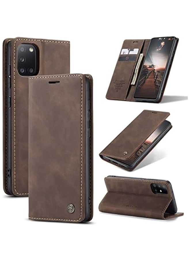 ماركة غير محددة غلاف جلدي بتصميم ريترو ومغناطيس لهاتف Samsung Galaxy A31 باللون القهوة  - Image 2