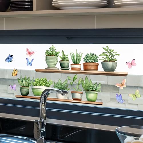 MagiMural Plant Window Clings Butterfly Window Stickers for Home Office Hotel Coffee Cafe Glass Windows Decorative Window Decals for Glass Windows - Image 5