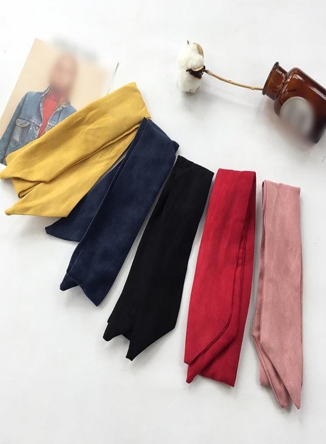 ccHuDE Twist Bow Headband Wired Hair Tie Headband Rabbit Ear Hair Scarf Bowknot Head Wrap Solid Color Cute Hair Band Plain Twisted Hairband Wire Hair Wrap Black - Image 2