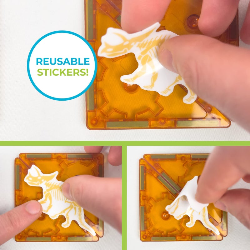 Tytan TILES Dinosaurs 60-Piece Magnetic Tiles Building Set  Dino Safari Land Kids STEM Toy  Creative Play  Shape & Pattern Recognition  Fine Motor Skills  includes Storage Bag  Ages 3 and Up - Image 5