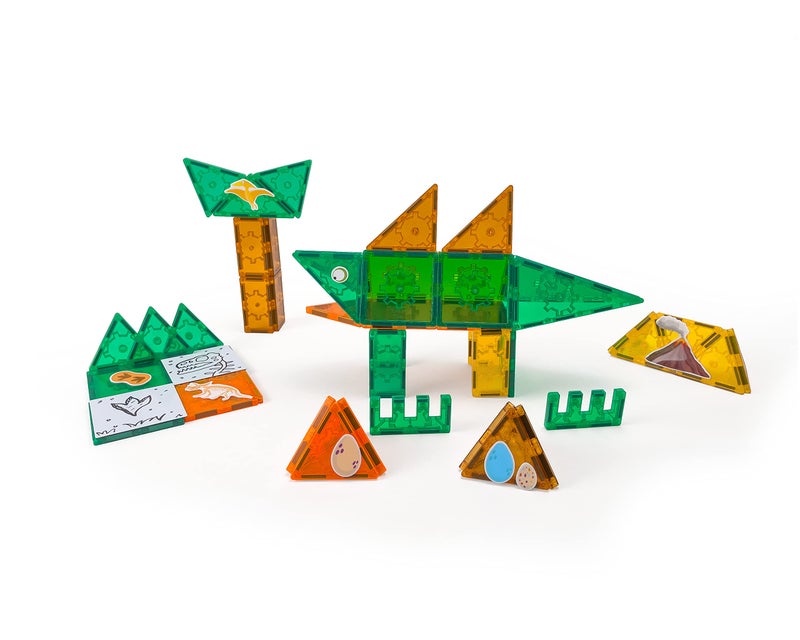Tytan TILES Dinosaurs 60-Piece Magnetic Tiles Building Set  Dino Safari Land Kids STEM Toy  Creative Play  Shape & Pattern Recognition  Fine Motor Skills  includes Storage Bag  Ages 3 and Up - Image 2