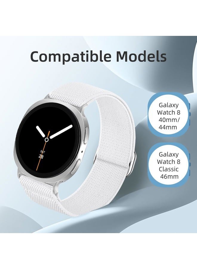 DAQIN Stretchy Band Compatible with Samsung Galaxy Watch 8 Band 40mm 44mm, Samsung Galaxy Watch 8 Classic Band 46mm Women, Soft Elastic Nylon Fabric No Gap Sport Strap for Samsung Watch 8 Bands, White - Image 3