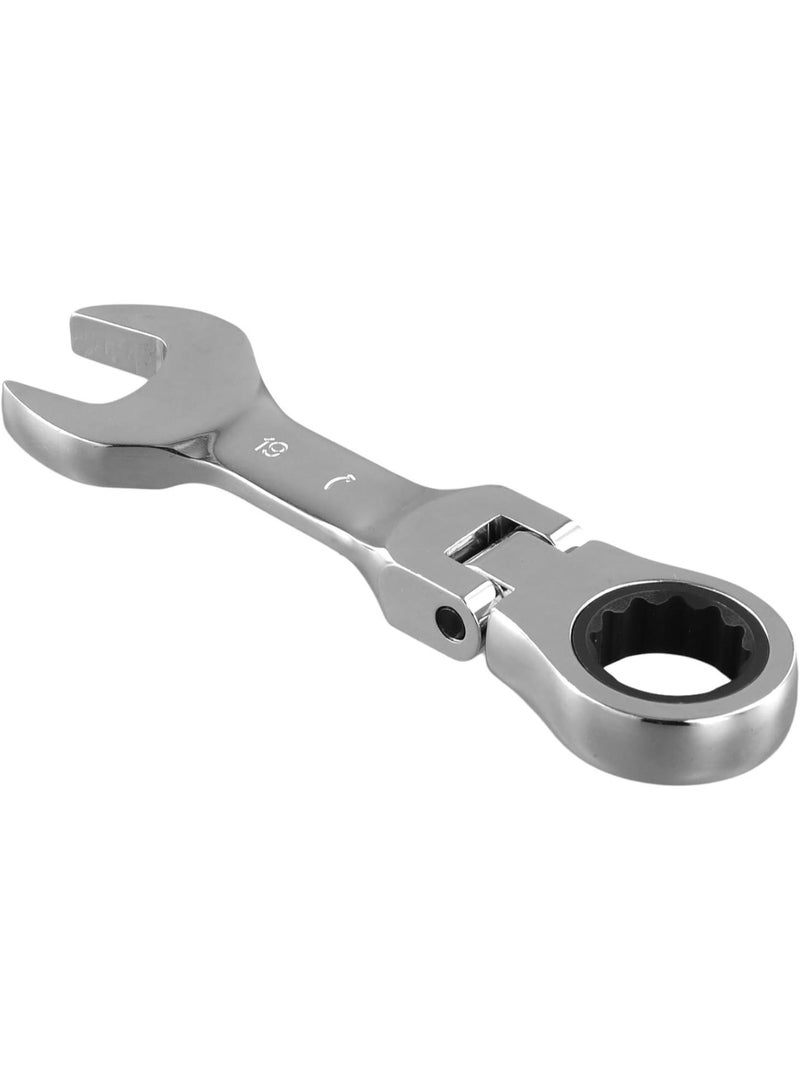 GGOOT Short Handle Ratchet Wrench with Movable,Quick Dual-Purpose Open End Wrench,Hardware Tool, Labor-Saving Wrench 19mm  - Image 1