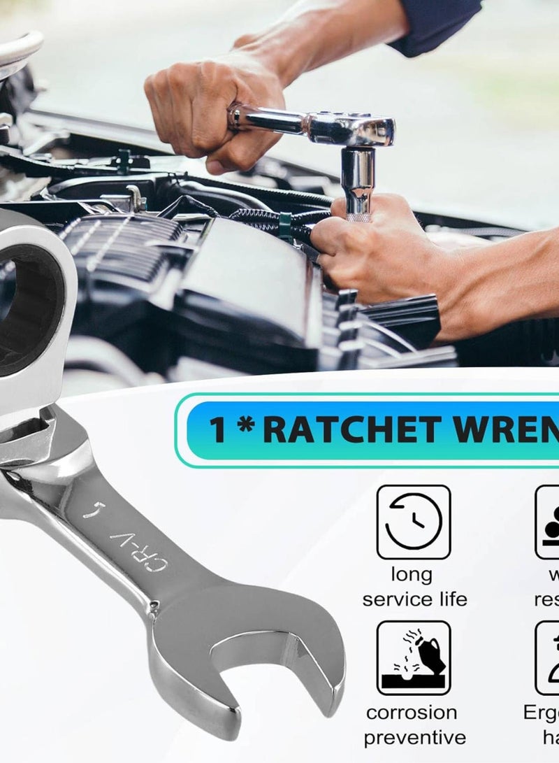 GGOOT Short Handle Ratchet Wrench with Movable,Quick Dual-Purpose Open End Wrench,Hardware Tool, Labor-Saving Wrench 19mm  - Image 5