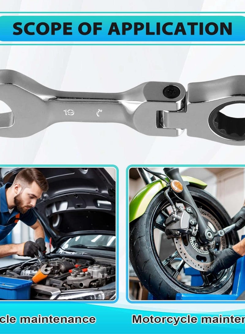 GGOOT Short Handle Ratchet Wrench with Movable,Quick Dual-Purpose Open End Wrench,Hardware Tool, Labor-Saving Wrench 19mm  - Image 2