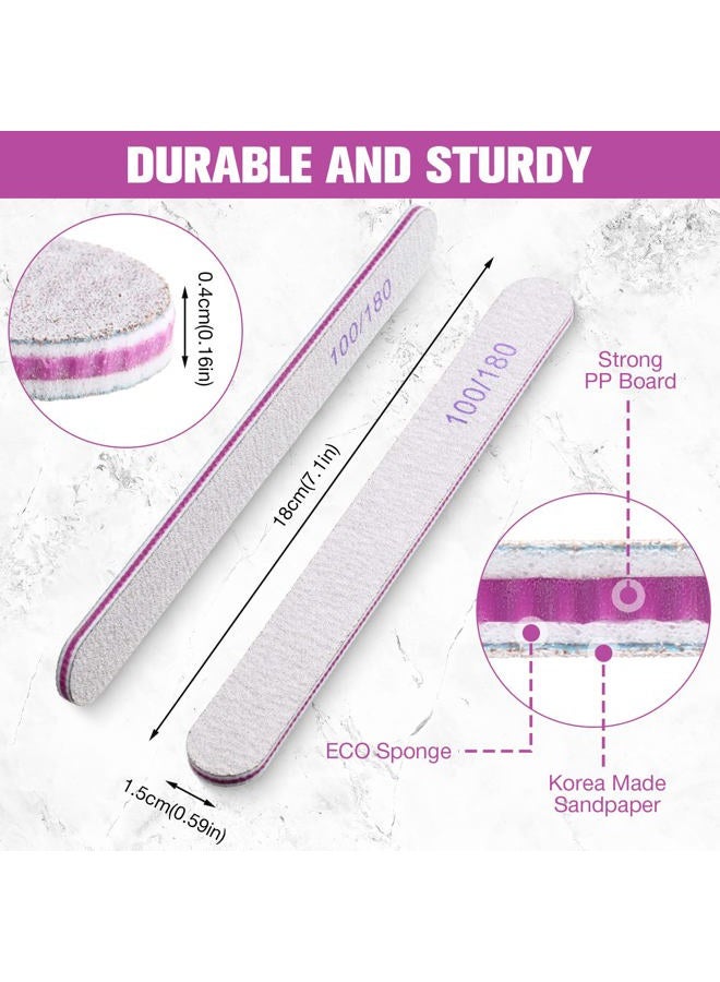 Minatee 150 Pieces 100/180 Grit Nail Files Double Sided Emery Board Washable Emery Boards Reusable Nail Buffers Manicure Tools for Natural Nails Acrylic Nails Home and Salon Use - Image 2