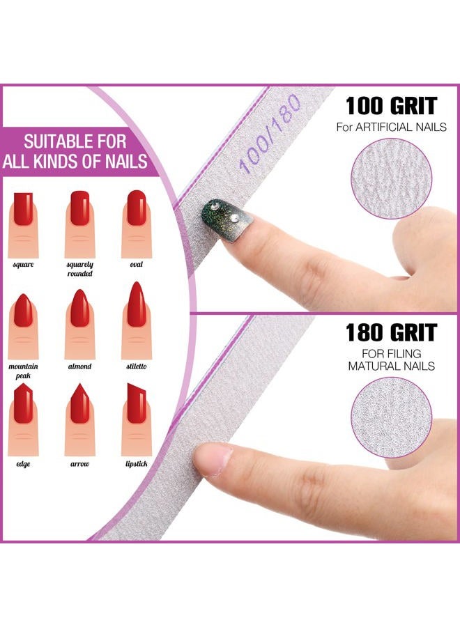 Minatee 150 Pieces 100/180 Grit Nail Files Double Sided Emery Board Washable Emery Boards Reusable Nail Buffers Manicure Tools for Natural Nails Acrylic Nails Home and Salon Use - Image 3