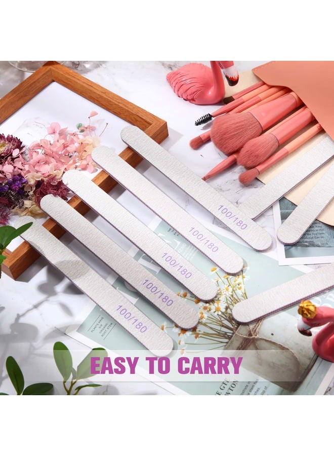 Minatee 150 Pieces 100/180 Grit Nail Files Double Sided Emery Board Washable Emery Boards Reusable Nail Buffers Manicure Tools for Natural Nails Acrylic Nails Home and Salon Use - Image 4