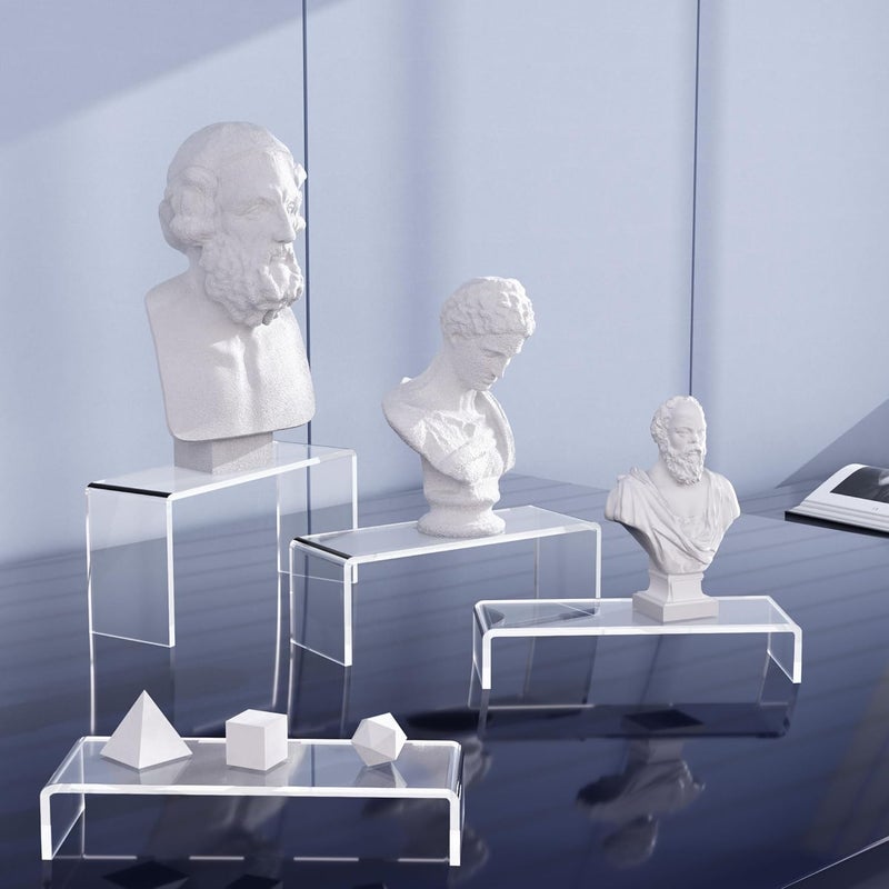 Goabroa Acrylic Display Risers, Clear Rectangle Stands Shelf for Display 6pcs - Image 5