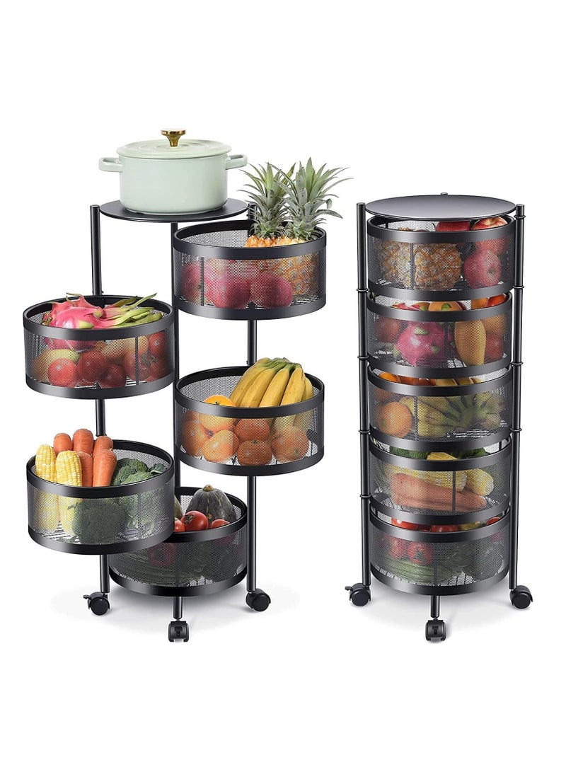 BLOOMING TIME Multi-Layer Kitchen Storage Shelf, Round Steel Rotating, for Fruit and Vegetable(5 layer) - Image 1