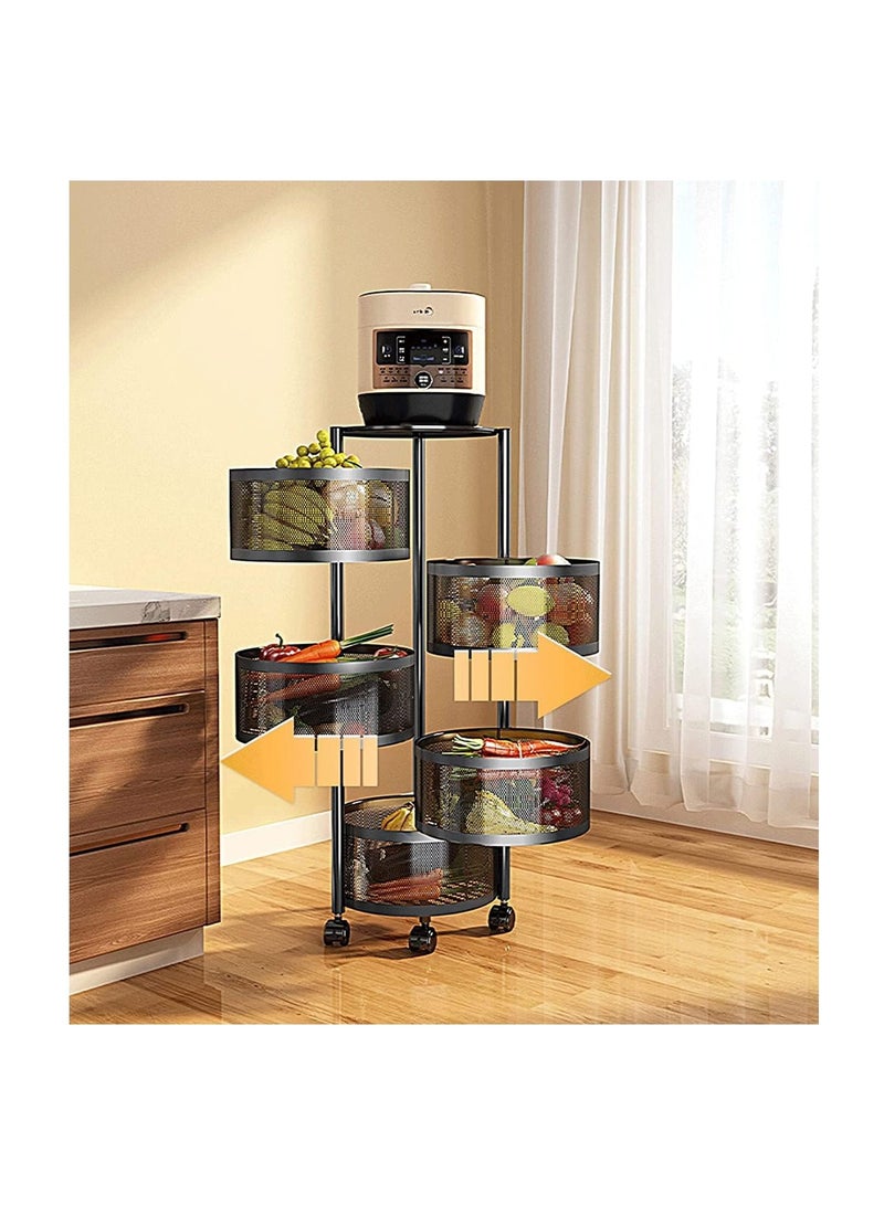 BLOOMING TIME Multi-Layer Kitchen Storage Shelf, Round Steel Rotating, for Fruit and Vegetable(5 layer) - Image 3