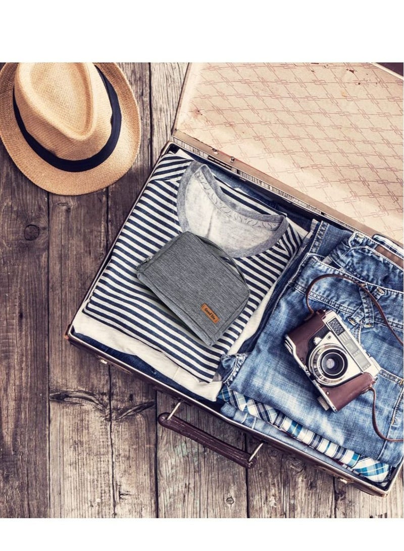 Excefore حقيبة حافظة القرص الصلب الخارجي، حقيبة تنظيم ملحقات الأجهزة الإلكترونية، حقيبة تنظيم السفر للرجال، حقيبة أدوات محمولة للكابلات، سماعات الرأس، الشاحن، بنك الطاقة، بطاقة الذاكرة، رمادي - Image 3