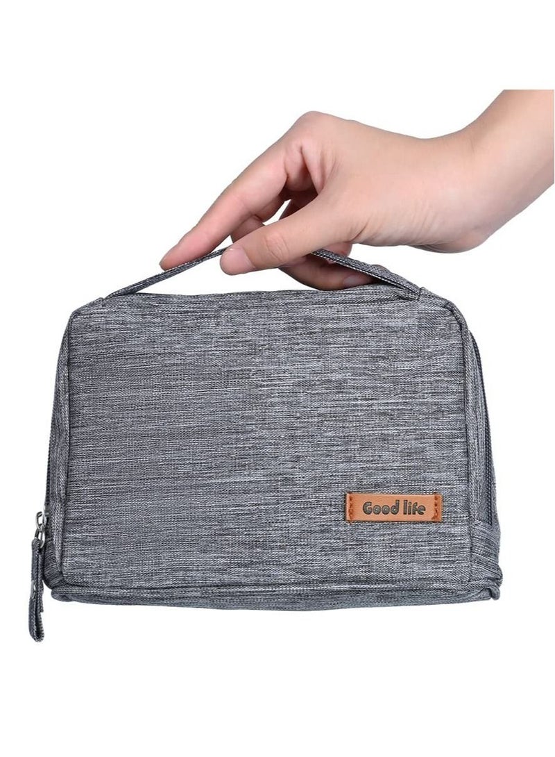 Excefore حقيبة حافظة القرص الصلب الخارجي، حقيبة تنظيم ملحقات الأجهزة الإلكترونية، حقيبة تنظيم السفر للرجال، حقيبة أدوات محمولة للكابلات، سماعات الرأس، الشاحن، بنك الطاقة، بطاقة الذاكرة، رمادي - Image 2