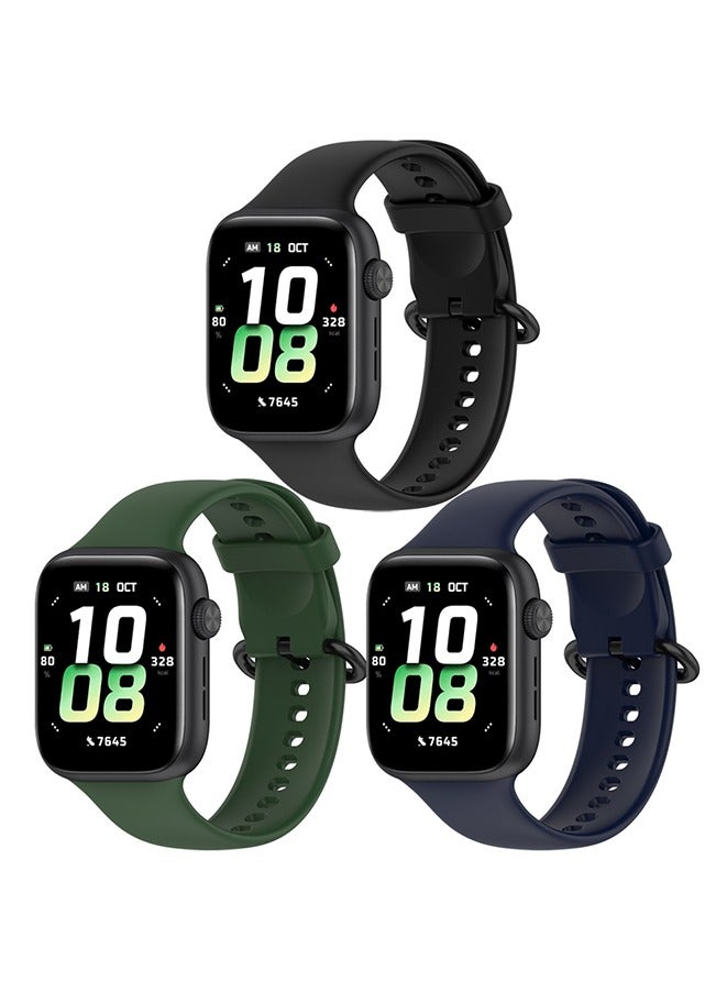 Beauenty 3 Piece Honor Watch 5 Silica Gel Replacement Band，Silicone Adjustable Replacement Wristband Sport Bands Strap for Honor Watch 5 Smartwatch Accessories(Black/Blue/Green) - Image 1
