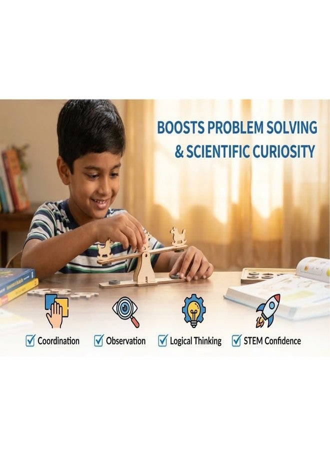 ESPtronics DIY STEM Wooden Magnetic Seesaw Educational Science Project Kit Experiment with Magnetism and Lever Principal Physics Working Model for Class 6-10 Students - Image 5
