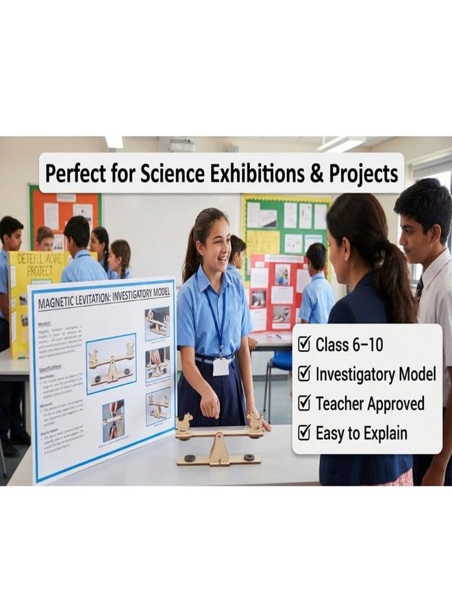 ESPtronics DIY STEM Wooden Magnetic Seesaw Educational Science Project Kit Experiment with Magnetism and Lever Principal Physics Working Model for Class 6-10 Students - Image 4