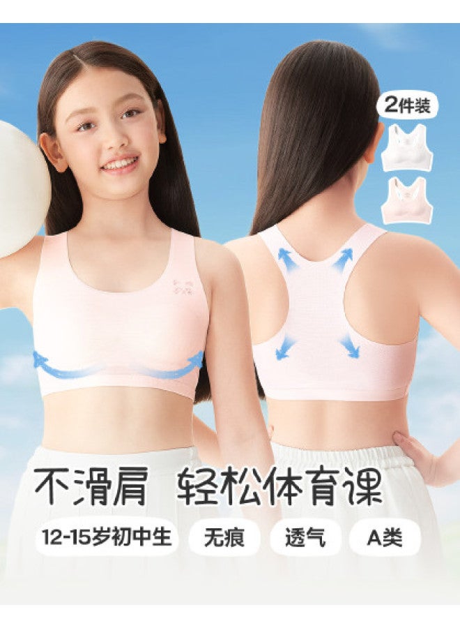 Long time companion 2-pack Mesh Lightweight Non-padded Training Bras For Girls Age 8-13 - Image 1