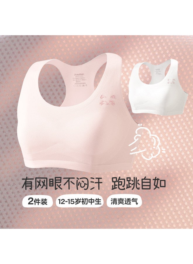 Long time companion 2-pack Mesh Lightweight Non-padded Training Bras For Girls Age 8-13 - Image 4