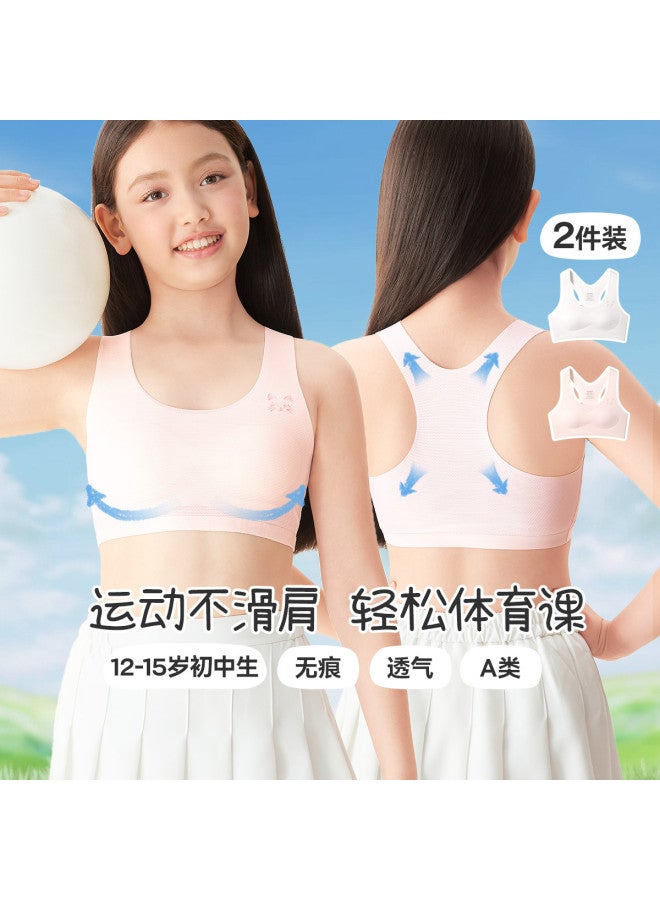Long time companion 2-pack Mesh Lightweight Non-padded Training Bras For Girls Age 8-13 - Image 3