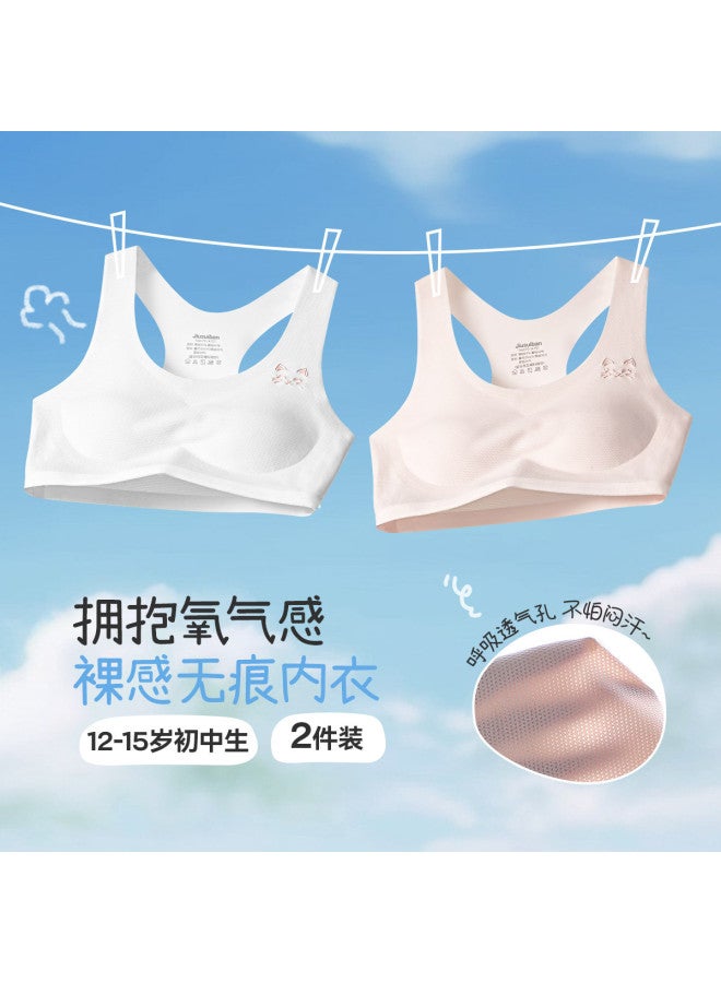 Long time companion 2-pack Mesh Lightweight Non-padded Training Bras For Girls Age 8-13 - Image 2