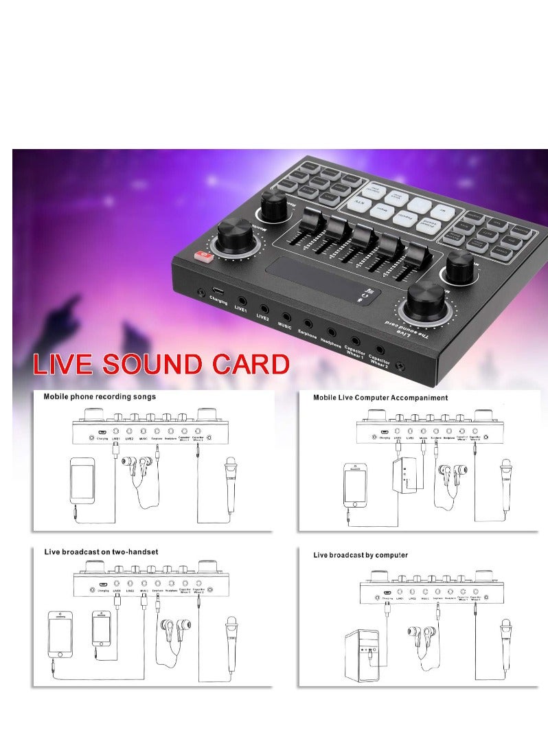 Multifunctional Live V9 Sound Card and BM800 Suspension Microphone Kit Broadcasting Condenser Microphone Set Intelligent Webcast Live Sound Card for Computers and Mobilephone - Image 4