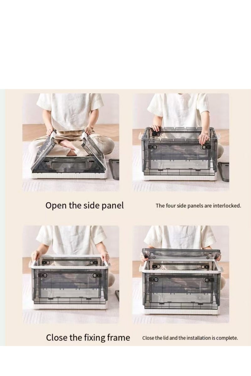 150L Storage Box Foldable Clothes Storage Box Toy Storage Basket Book Storage Container Organize Box Organizer with Handle Kitchen Home Office Closet Room Nursery Box (white) - Image 2