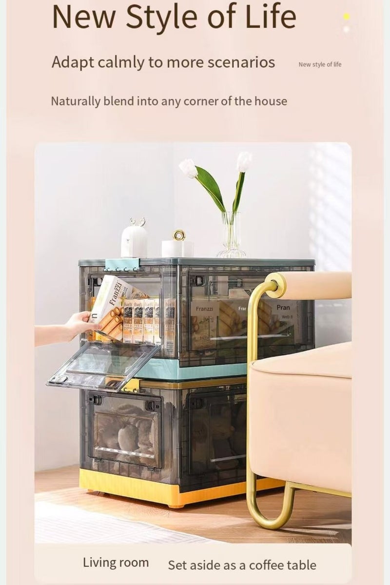 150L Storage Box Foldable Clothes Storage Box Toy Storage Basket Book Storage Container Organize Box Organizer with Handle Kitchen Home Office Closet Room Nursery Box (white) - Image 3