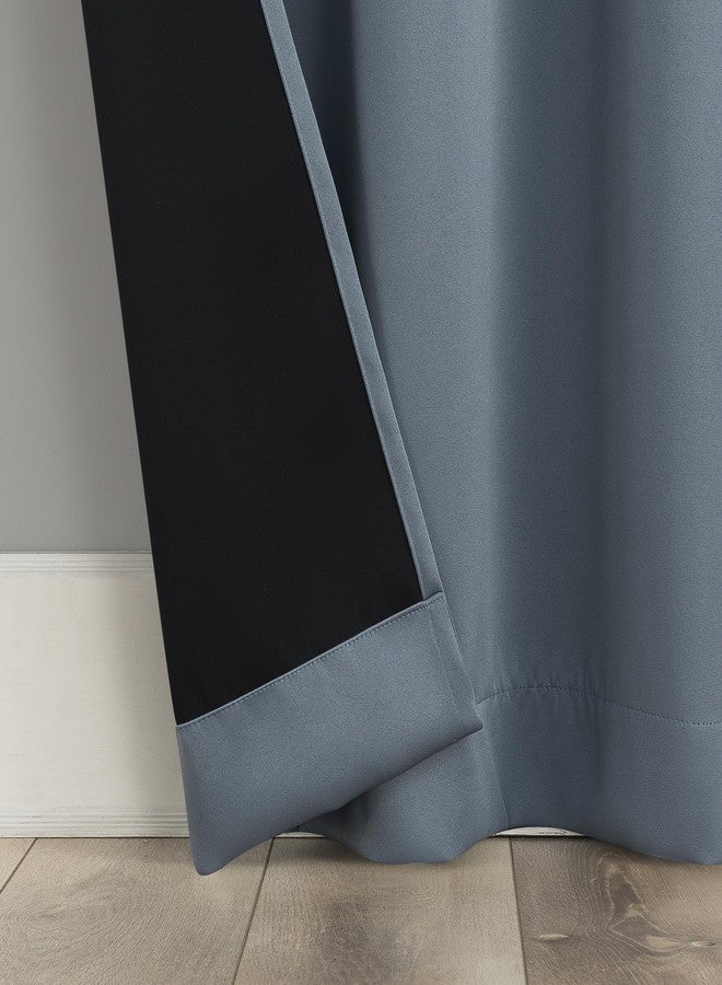 Sun Zero Belize 2-Pack Magnetic Closure Pleated Look Theater Grade 100% Blackout Back Tab Curtain Panel Pair, 52" x 84", Denim Blue - Image 5