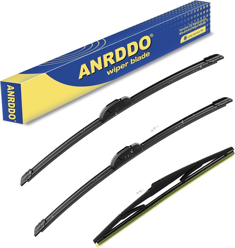 ANRDDO مجموعة استبدال لمساحات زجاج أمامي لسيارات سيون xB 2008-2015 | ممتازة لجميع الأحوال الجوية، استبدال المعدات الأصلية، 22"/20"/14" (عبوة من 3) خطاف U/J تركيب عالمي مرن - Image 1