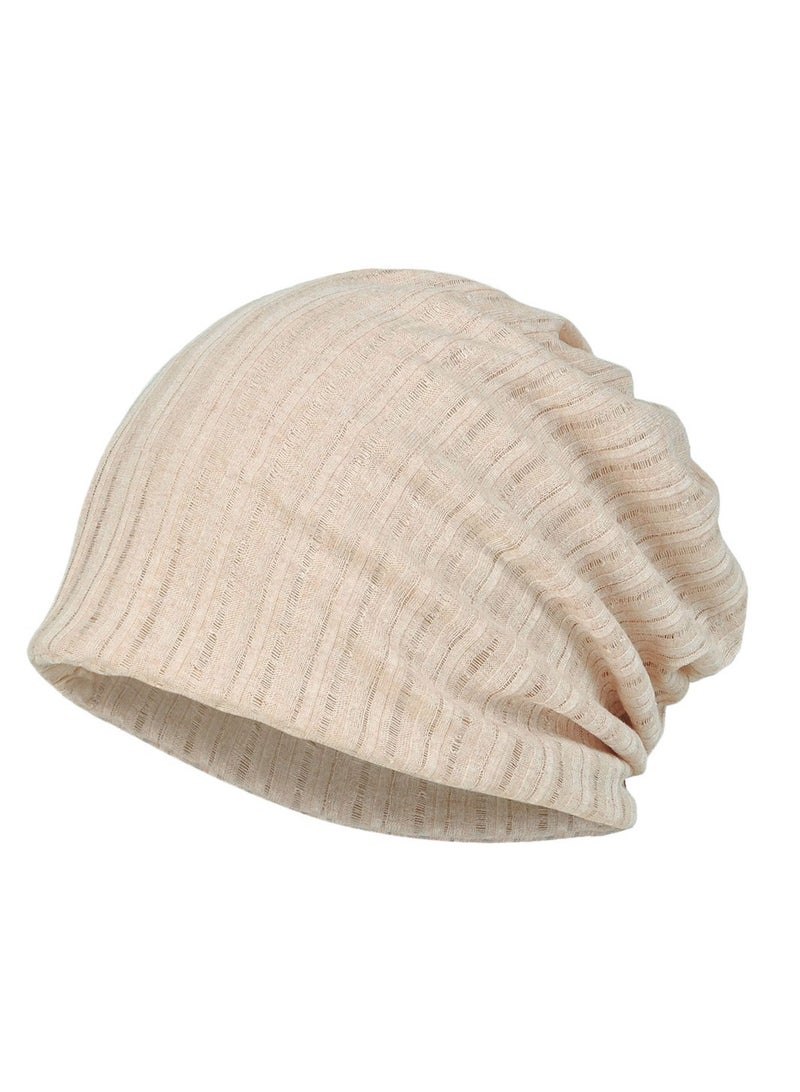 Loquat Infinity Scarf Headwear Cap Solid Color Hollow Out Dual-Use Beanie Hat Apricot  - Image 1