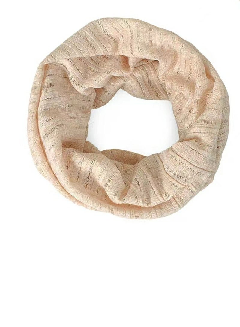 Loquat Infinity Scarf Headwear Cap Solid Color Hollow Out Dual-Use Beanie Hat Apricot  - Image 2