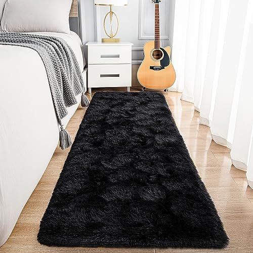Noahas Black Runner Rug for Hallway,2'x6' Long Area Rugs for Bedroom Living Room,Non Slip Thick Shag Floor Carpet for Entryway Kitchen Dorm Nursery Bedside Kids Room - Image 1