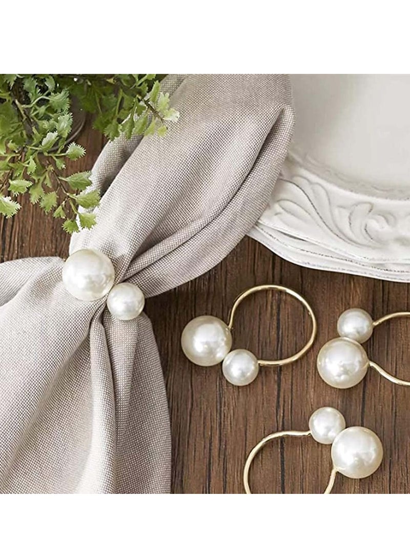 Elegant Pearl Napkin Ring for Special Occasions, Perfect for Family Gatherings, Weddings, and Dinner Decorations in Gold