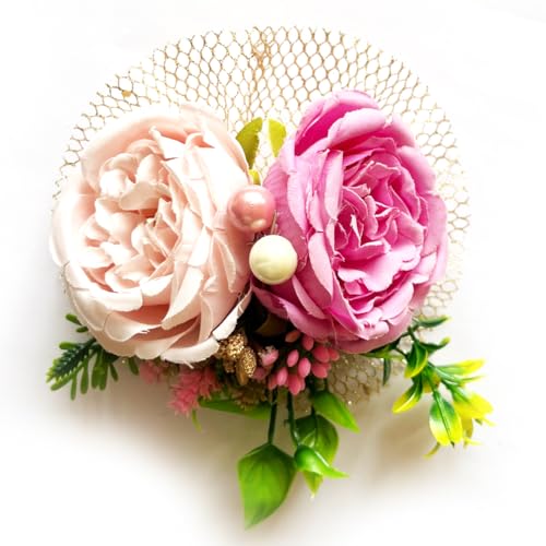ADIKALA™ Handmade Artificial Cabbage Roses Grass Filler Bunch for Trousseau Packing, Ready to use Flower Brooch Hamper for Decoration, Gift Wrapping Flowers (3, Pink) - Image 4