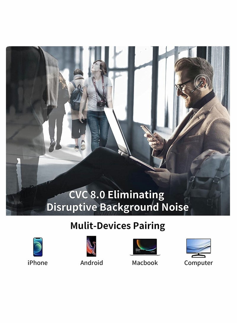 Y&D Bluetooth Headset Handsfree Wireless Earpiece for Mobile Phone V5.1 with Microphone Noise Cancelling 10H Talking Time Headphone Earphone Business Driving - Image 3