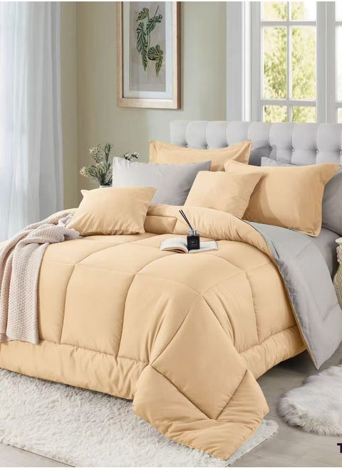 Hotel Comforter Set with Fixed Cotton Filling, Microfiber Fabric, 5 Pieces, Single Size 220x160 cm