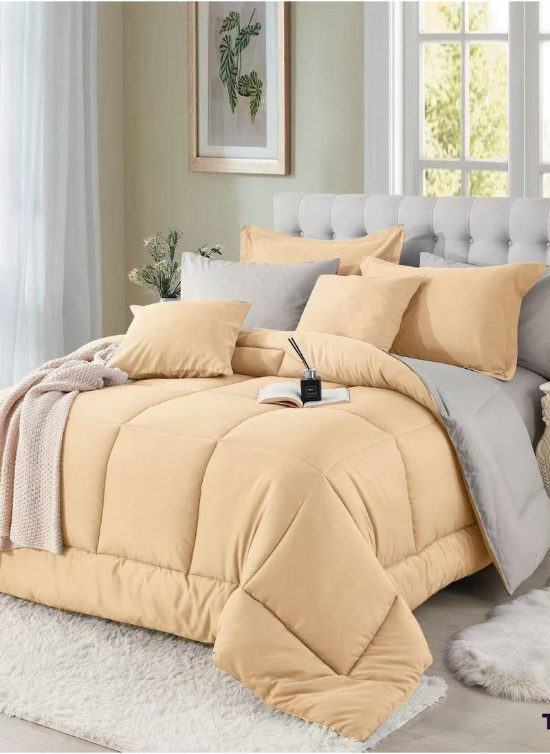 Generic - Hotel Comforter Set with Fixed Cotton Filling, Microfiber Fabric, 5 Pieces, Single Size 220x160 cm - Image 1