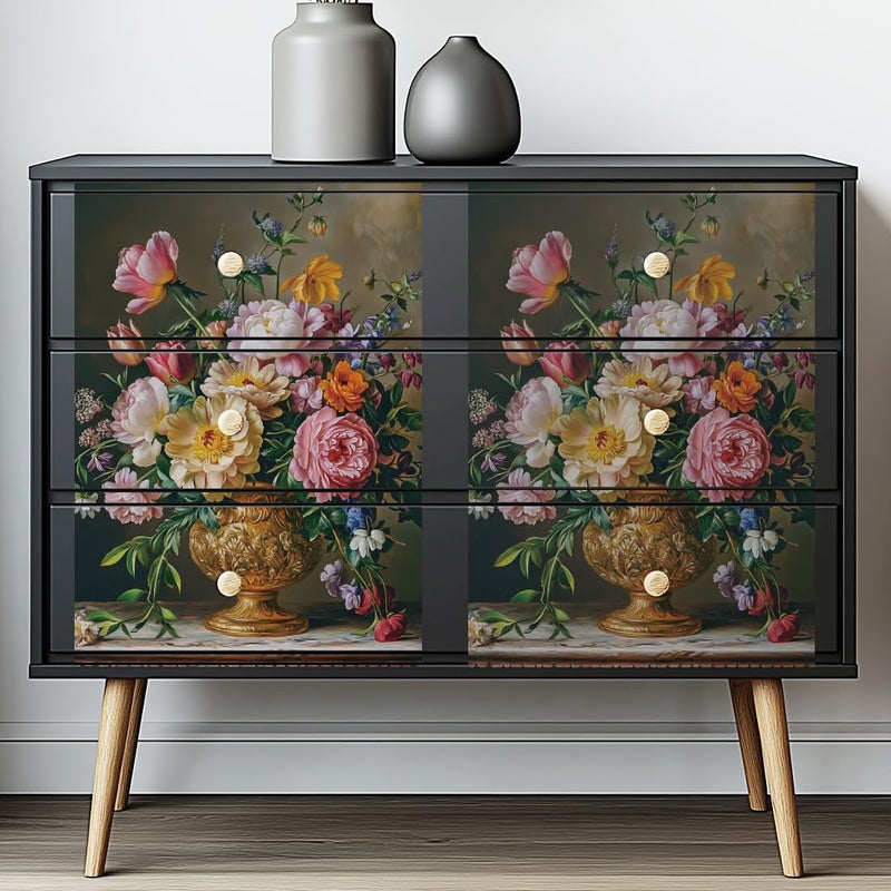 BEUNITONE 6 Sheets Large Flower Rub on Transfers for Furniture Vintage Floral Rub on Transfer Sticker for DIY Crafts Bird Iod Transfers Stickers for Wood Dresser Glass Window Decals Waterproof 6"x12" - Image 4
