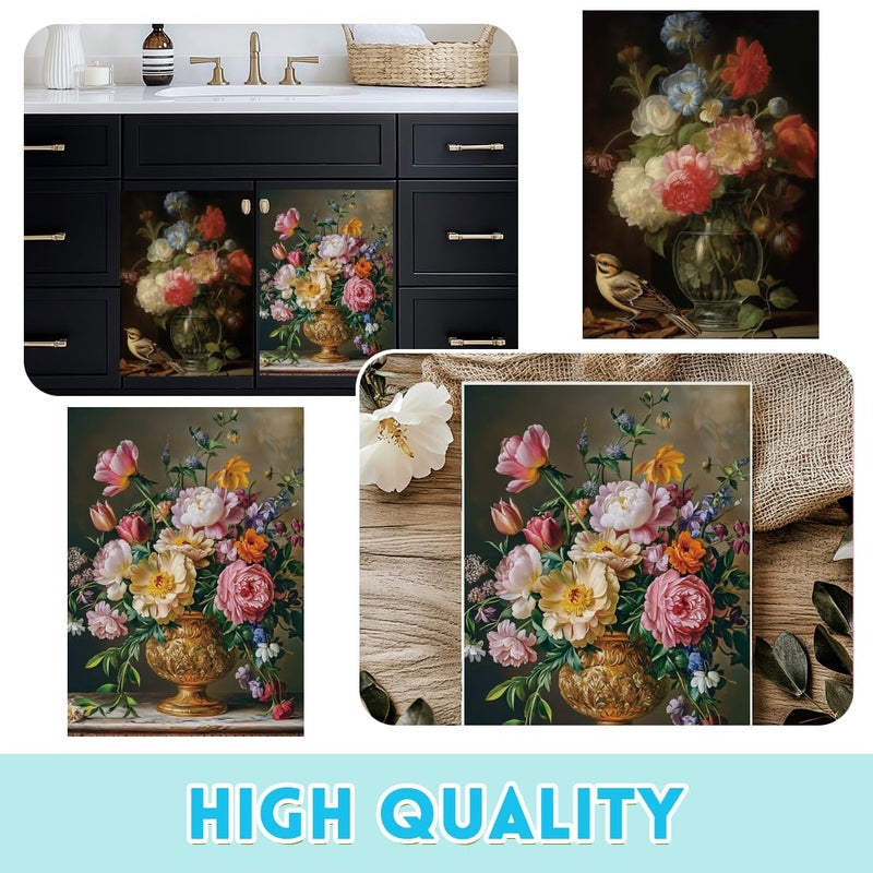 BEUNITONE 6 Sheets Large Flower Rub on Transfers for Furniture Vintage Floral Rub on Transfer Sticker for DIY Crafts Bird Iod Transfers Stickers for Wood Dresser Glass Window Decals Waterproof 6"x12" - Image 3