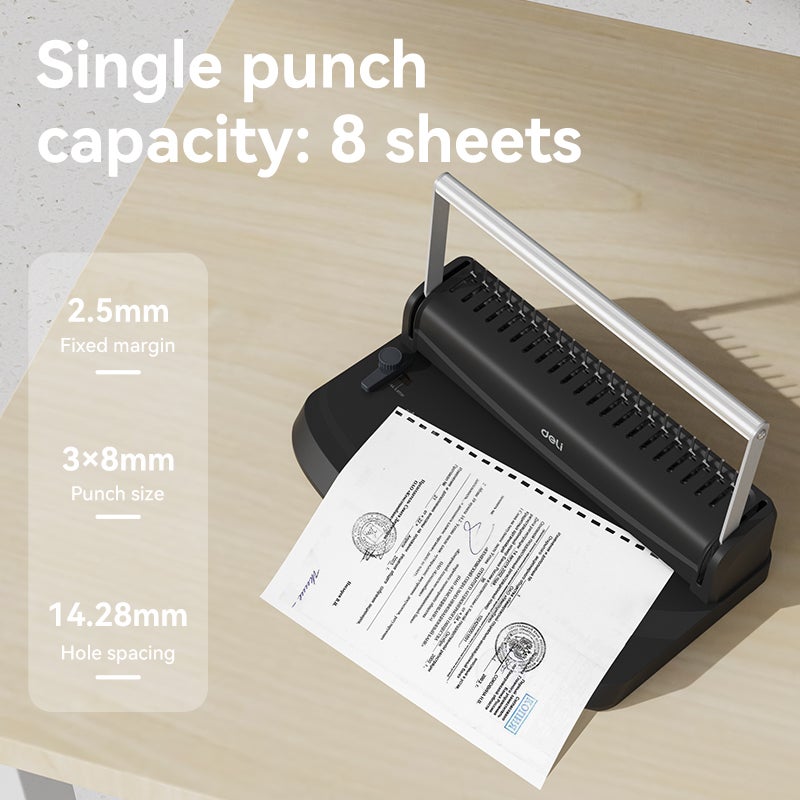 Deli A4 Binding Machine Comb Binding Heavy Duty Paper Punch and Binder for Office Use - Image 4