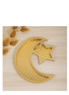 Y&D Ramadan Tray Eid Mubarak Tray Ramadan Kareem Moon Star Shape Tray Decoration Islam Wooden Artistic Moon Star Dessert Tray Ramadan Decorations for Table Moon Star Dessert Tray  - Image 1
