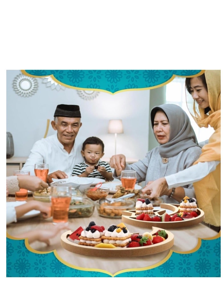 Y&D Ramadan Tray Eid Mubarak Tray Ramadan Kareem Moon Star Shape Tray Decoration Islam Wooden Artistic Moon Star Dessert Tray Ramadan Decorations for Table Moon Star Dessert Tray - Image 5