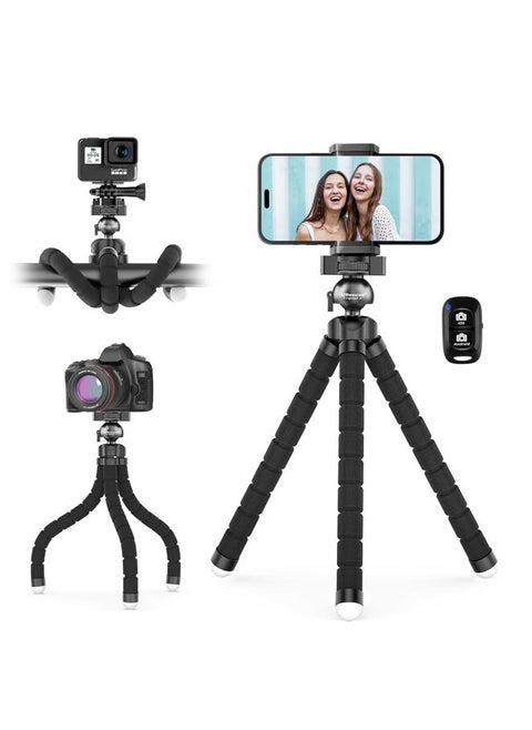 Phone Tripod Pro S, Premium Flexible Phone Tripod with Wireless Remote, Mini Tripod Stand for Camera GoPro/Mobile (Upgraded), Black