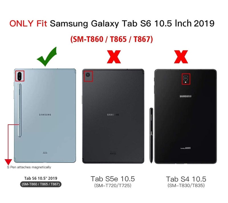 TGK سوفت فليكسبل مع حامل قلم ثلاثي الطيات غطاء خلفي قابل للطي لجهاز سامسونج جالاكسي تاب S6 10.5 بوصة 2019 T860 T865 T867 (أسود) - Image 2