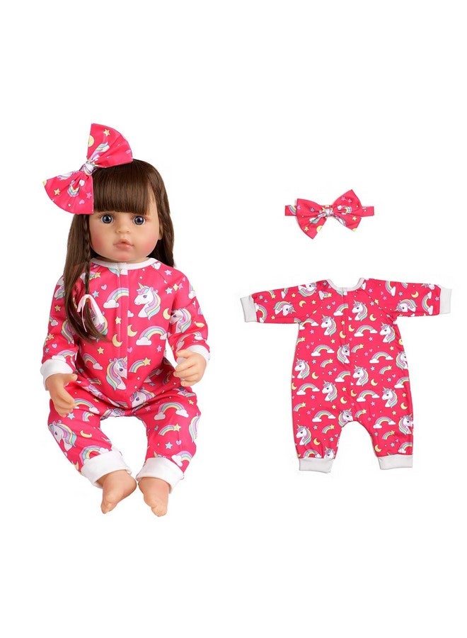 sweet dolly Sweet Dolly Reborn Baby Doll Clothes Accessories, 5 Set of Doll Clothes, Jumpsuit Bow Headband Outfits for 20 Inch to 22 Inch Dolls, 10 PCs in Total Doll Clothes and Accessories  - Image 4