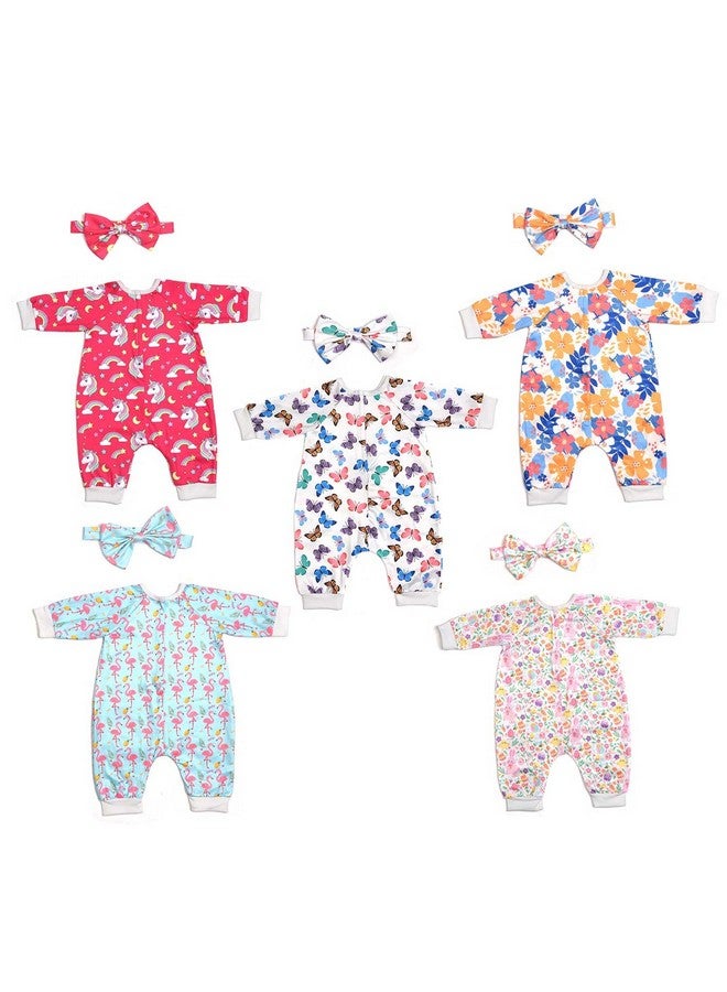 sweet dolly Sweet Dolly Reborn Baby Doll Clothes Accessories, 5 Set of Doll Clothes, Jumpsuit Bow Headband Outfits for 20 Inch to 22 Inch Dolls, 10 PCs in Total Doll Clothes and Accessories  - Image 1